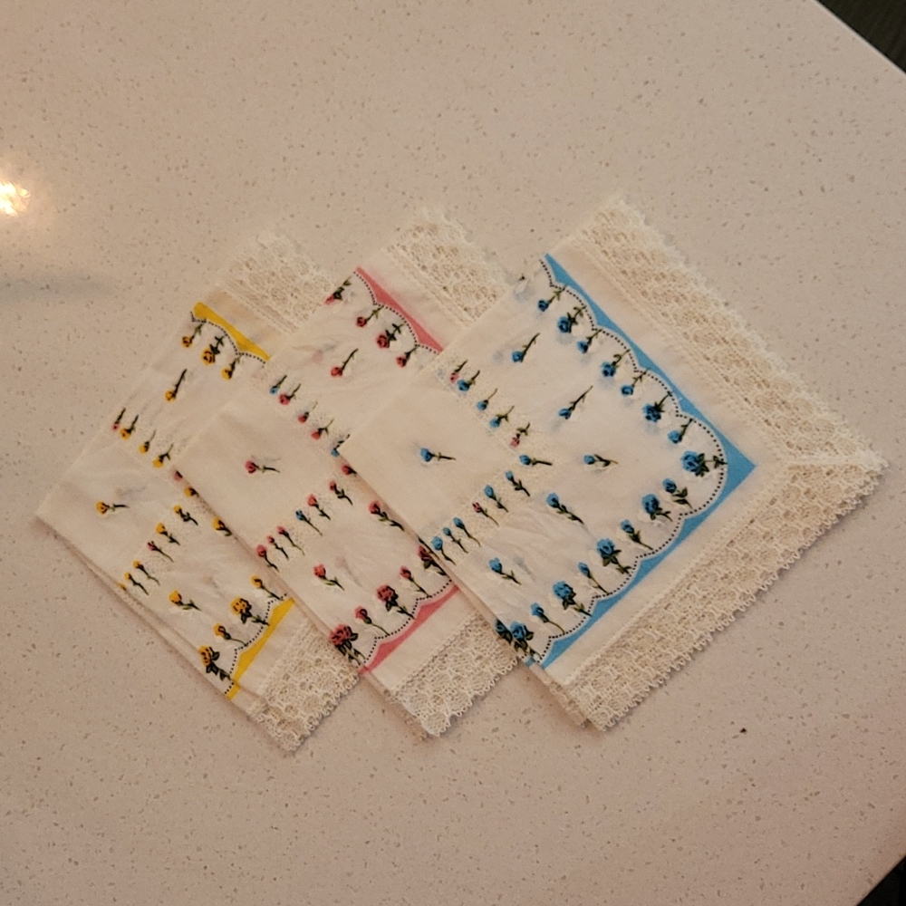 Set of 3 Vintage Handkerchiefs